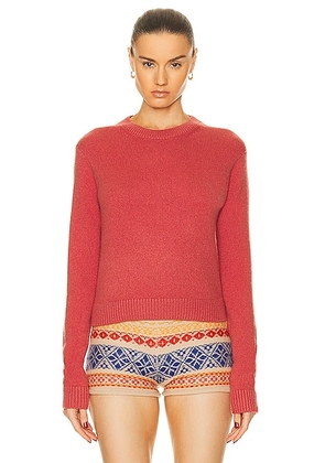The Elder Statesman Simple Crew Sweater in Rosehip - Rose. Size M (also in L, S, XS).