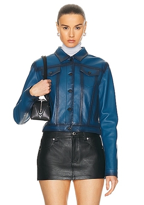 Acne Studios Leather Jacket in Blue - Blue. Size 42 (also in 34, 38, 40).