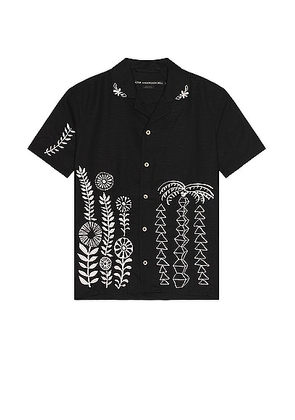 Andersson Bell May Embroidery Open Collar Shirt in Black - Black. Size L (also in M, S, XL/1X).