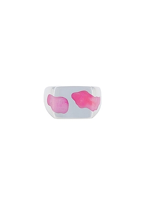 Ellie Mercer Two Piece Signet Ring in Pink - Metallic Silver. Size L (also in M, S, XL).