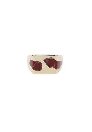 Ellie Mercer Two Piece Signet Ring in Brown - Metallic Gold. Size L (also in M, S).