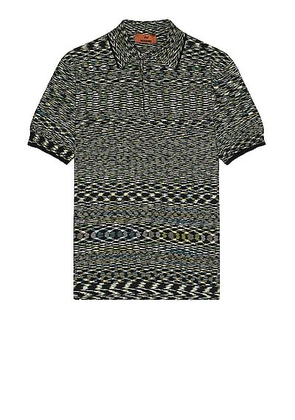 Missoni Short Sleeve Polo in Black & Lime Green - Black. Size 46 (also in 48, 52).