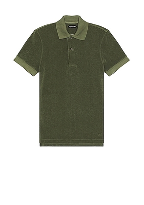 TOM FORD Towelling Polo in Pale Army - Green. Size 46 (also in 48, 52).