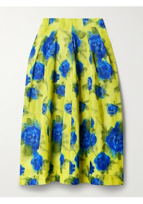 Marni - Pleated Floral-print Taffeta Midi Skirt - Multi - IT40,IT42