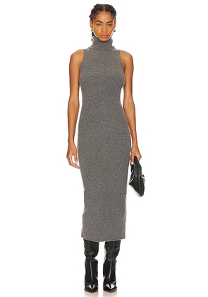 Enza Costa Rib Sleeveless Turtleneck Sweater Dress in Grey. Size XL.