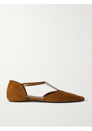 TOTEME - + Net Sustain T-strap Suede Point-toe Flats - Brown - IT35,IT36,IT37,IT38,IT39,IT40,IT41,IT42