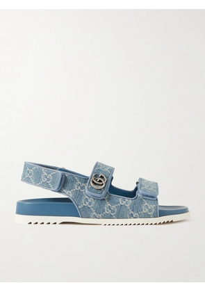 Gucci - Moritz Embellished Denim-jacquard Slingback Sandals - Blue - IT36,IT36.5,IT37,IT37.5,IT38,IT38.5,IT39,IT39.5,IT40,IT40.5,IT41