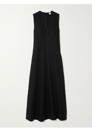 TOTEME - Pleated Organic Cotton-jersey Midi Dress - Black - xx small,x small,small,medium,large,x large