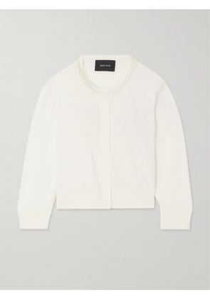 Simone Rocha - Cropped Faux Pearl-embellished Merino Wool And Silk-blend Cardigan - White - x small,small,medium,large