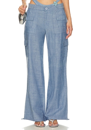 Leslie Amon Cargo Pants in Blue. Size M, S, XL, XS.