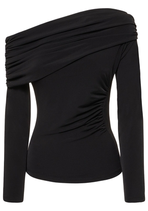 Draped Jersey Off-the-shoulder Top
