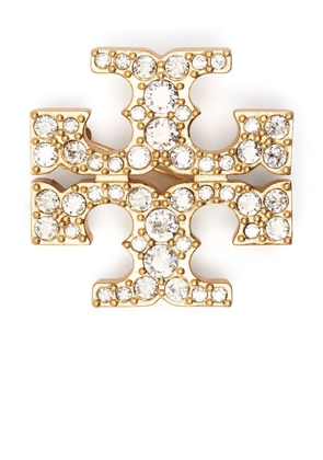 Tory Burch crystal-embellished logo broach - Gold