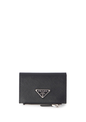 Prada logo-plaque leather cardholder - Black