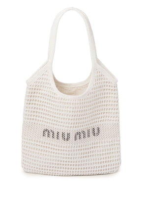 Miu Miu logo-print crochet bag - White