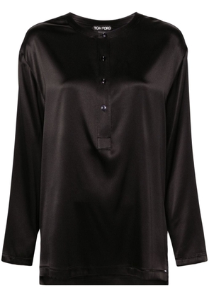 TOM FORD band-collar satin blouse - Black
