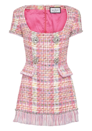Philipp Plein crystal-embellished tweed minidress - Pink