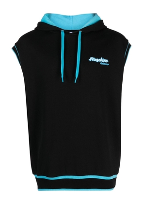 Moschino contrasting-trim sleeveless cotton hoodie - Black