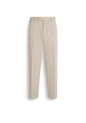 Light Beige Cotton and Wool Pants