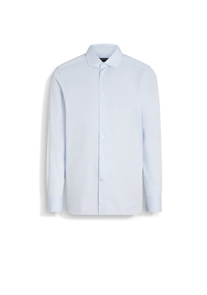 Light Blue and White Micro-striped Trecapi Cotton Shirt