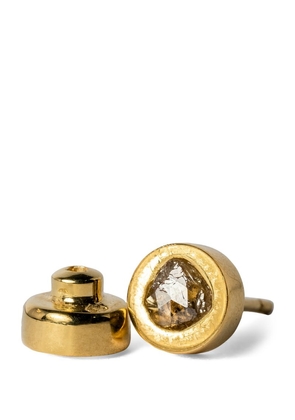 Parts Of Four Gold-Plated And Diamond Slab Single Stud Earring