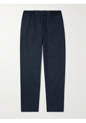 Mr P. - Straight-Leg Cotton-Blend Poplin Trousers - Men - Blue - 28