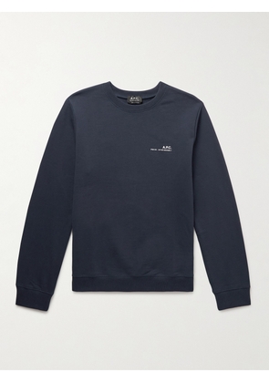 A.P.C. - Item Logo-Print Cotton-Jersey Sweatshirt - Men - Blue - XS