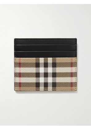 Burberry - Leather-Trimmed Checked Coated-Canvas Cardholder - Men - Neutrals