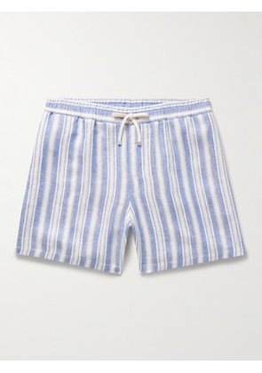 Loro Piana - Bermuda Bay Straight-Leg Striped Linen Drawstring Shorts - Men - Blue - S