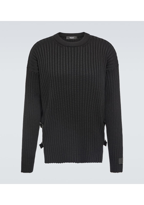 Versace Leather-trimmed knit wool sweater