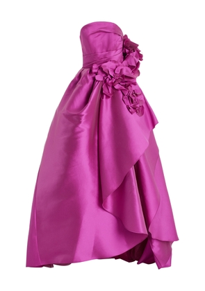 Marchesa - Floral-Appliquéd Satin Ball Gown - Berry - US 4 - Moda Operandi
