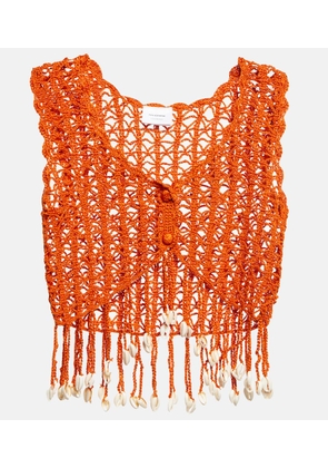 Anna Kosturova Embellished crochet crop top