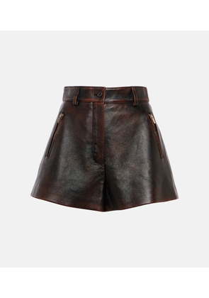 Low-rise cotton corduroy shorts in brown - Miu Miu