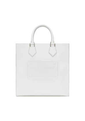 Calfskin tote bag with raised logo