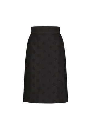 Quilted jacquard midi skirt