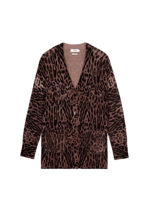 Una leopard motif cashmere cardigan