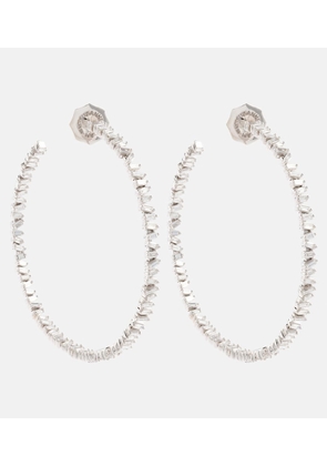 Suzanne Kalan Classic 18kt white gold hoop earrings with diamonds