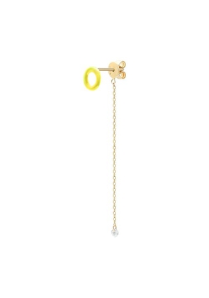 Yellow Enamel 1 diamond chain single earring