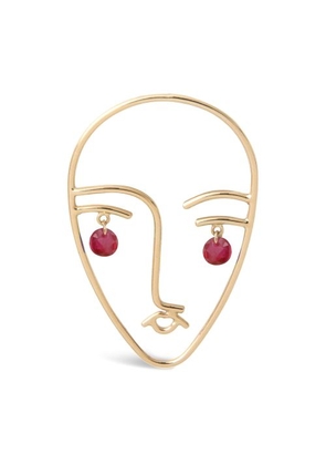 Face ruby mono earring
