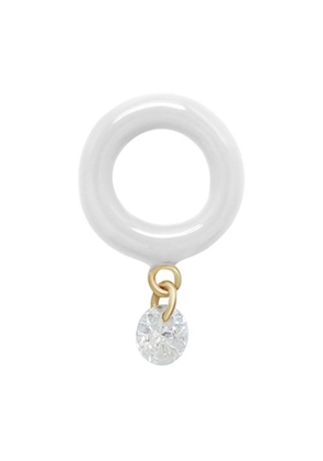 White Enamel 1 diamond single earring