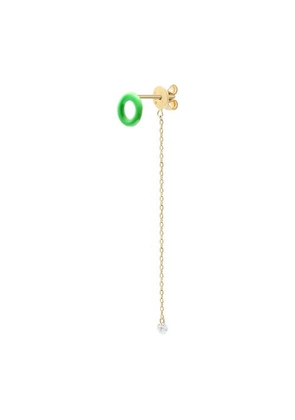 Green Enamel 1 diamond chain single earring