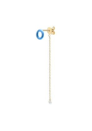 Blue Enamel 1 diamond chain single earring