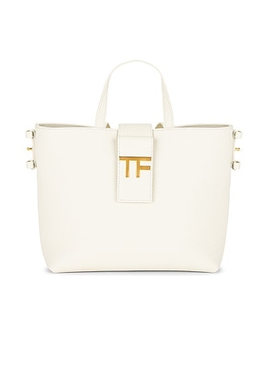 TOM FORD TF Grain Leather Mini East West Tote Bag in Chalk - Ivory. Size all.