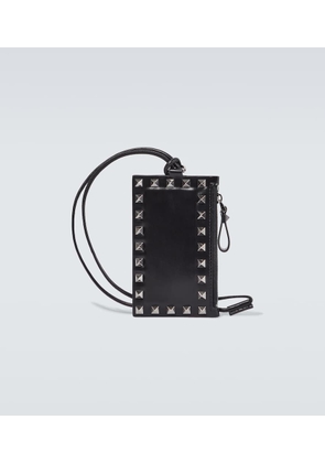 Valentino Garavani Rockstud leather card holder with strap