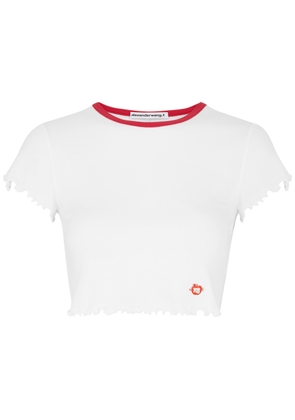 Alexanderwang. t Logo Cropped Cotton T-shirt - White - M (UK12 / M)