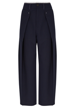 High Magnificent Tapered-leg Twill Trousers - Navy - 44 (UK12 / M)