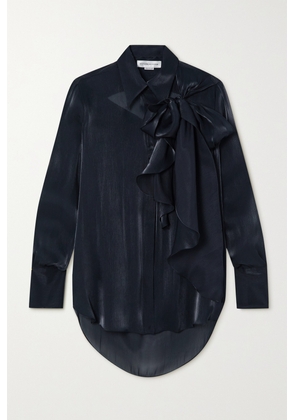 Victoria Beckham - Tie-detailed Textured-satin Blouse - Black - UK 4,UK 6,UK 8,UK 10,UK 12,UK 14