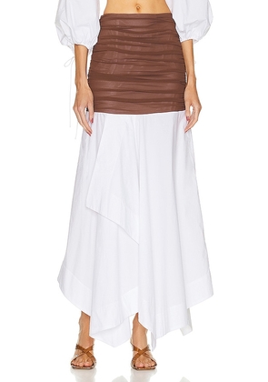 Helsa Cotton Poplin Skirt With Sheer Overlay in White. Size XS.