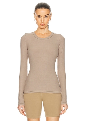 THE UPSIDE Tammy Long Sleeve Top in Pebble - Taupe. Size L (also in M, XS).