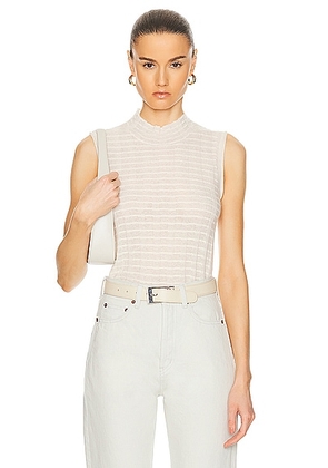 Guest In Residence Mock Neck Shell Top in Cream - Cream. Size L (also in M, S, XL, XS).