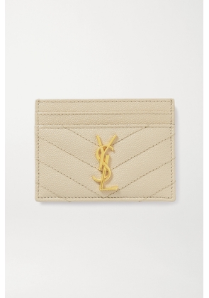 SAINT LAURENT - Monogramme Quilted Textured-leather Cardholder - Cream - One size